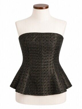 Versona Free Market NWT Black & Gold Strapless Peplum Top Sz XS Y2K Indie Sleeze